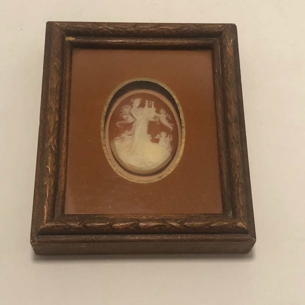 Angelic Ivory Wall Art with Brown Wood Frame